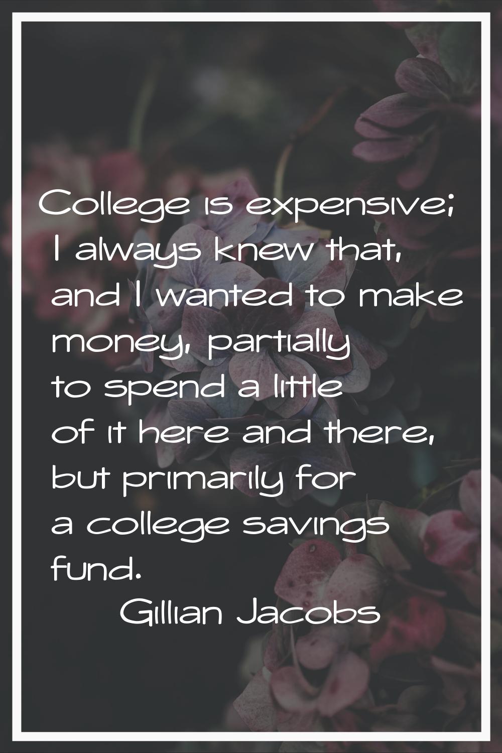 College is expensive; I always knew that, and I wanted to make money, partially to spend a little o