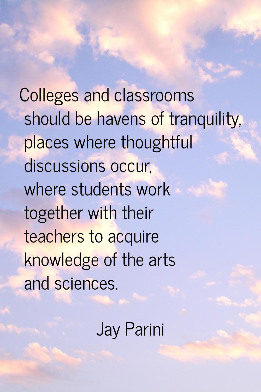 Colleges and classrooms should be havens of tranquility, places where thoughtful discussions occur,