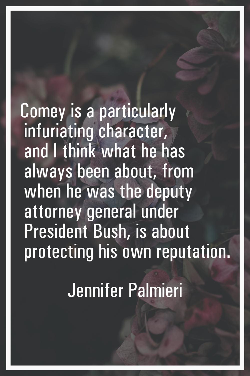 Comey is a particularly infuriating character, and I think what he has always been about, from when