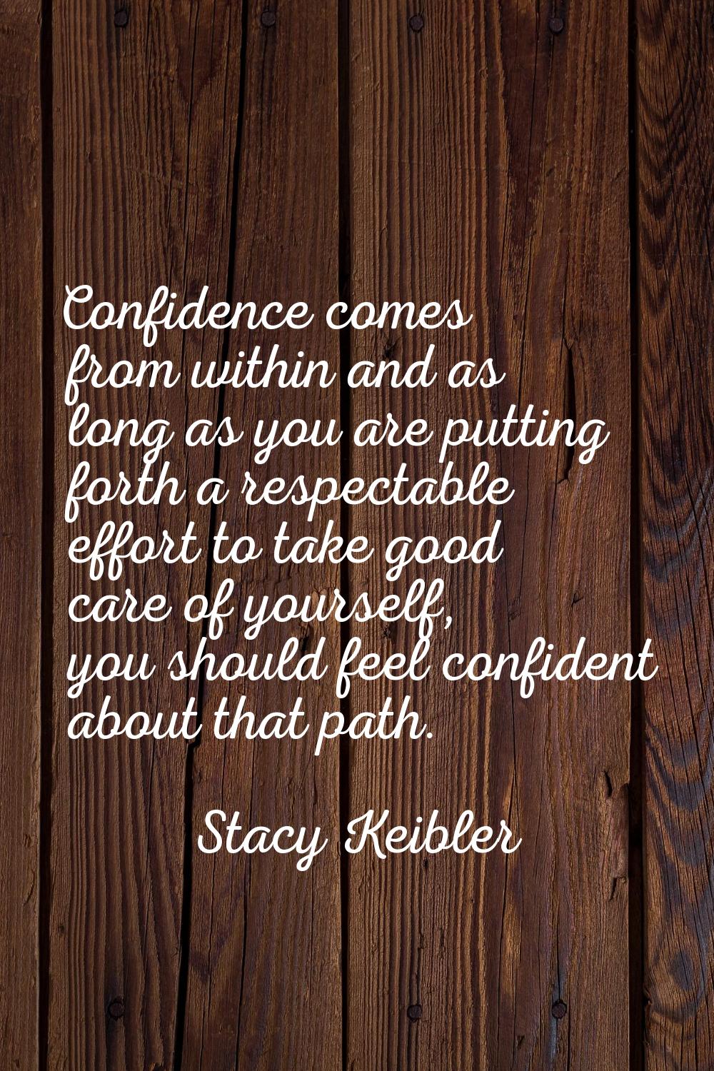 Confidence comes from within and as long as you are putting forth a respectable effort to take good