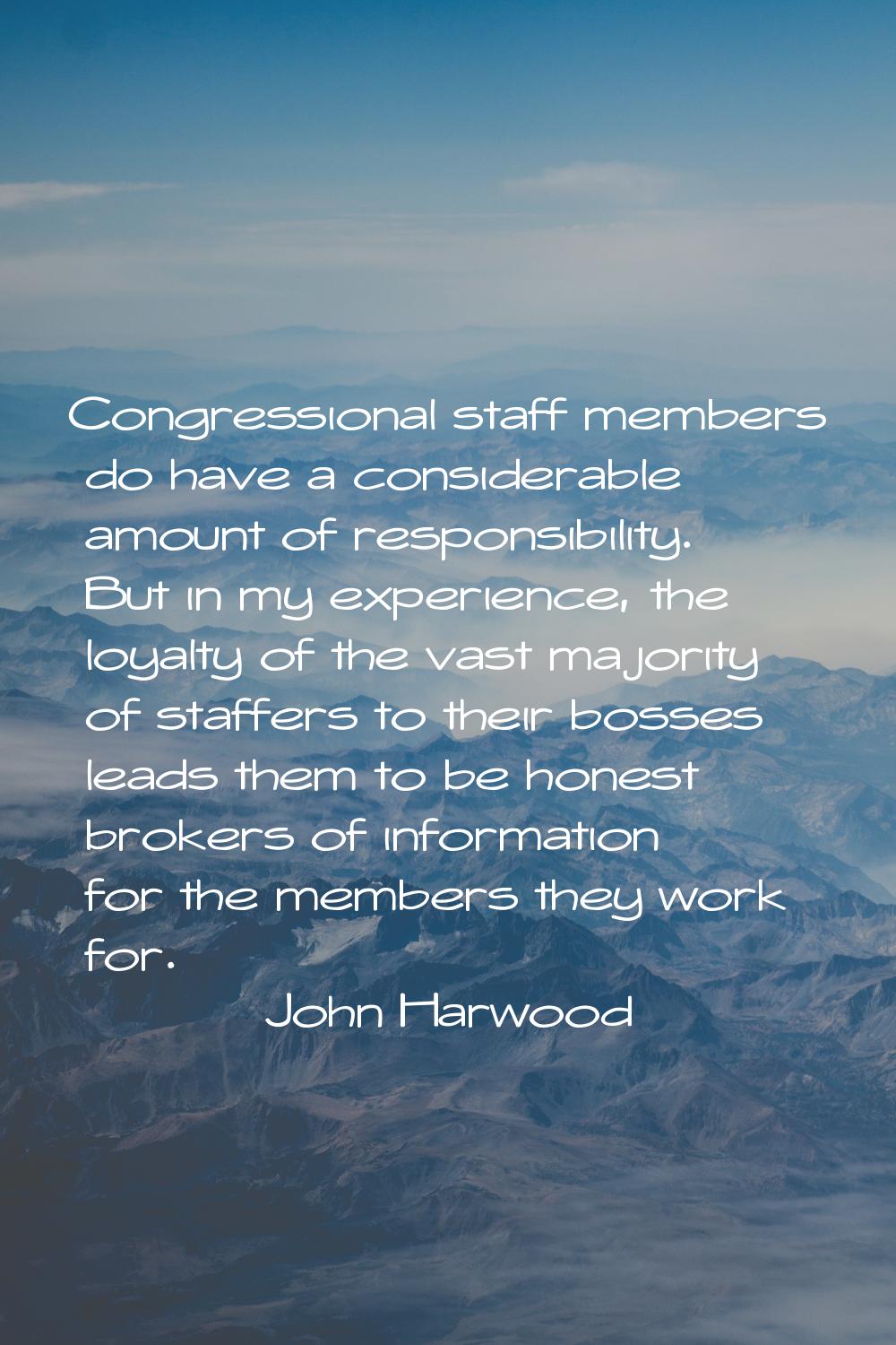 Congressional staff members do have a considerable amount of responsibility. But in my experience, 