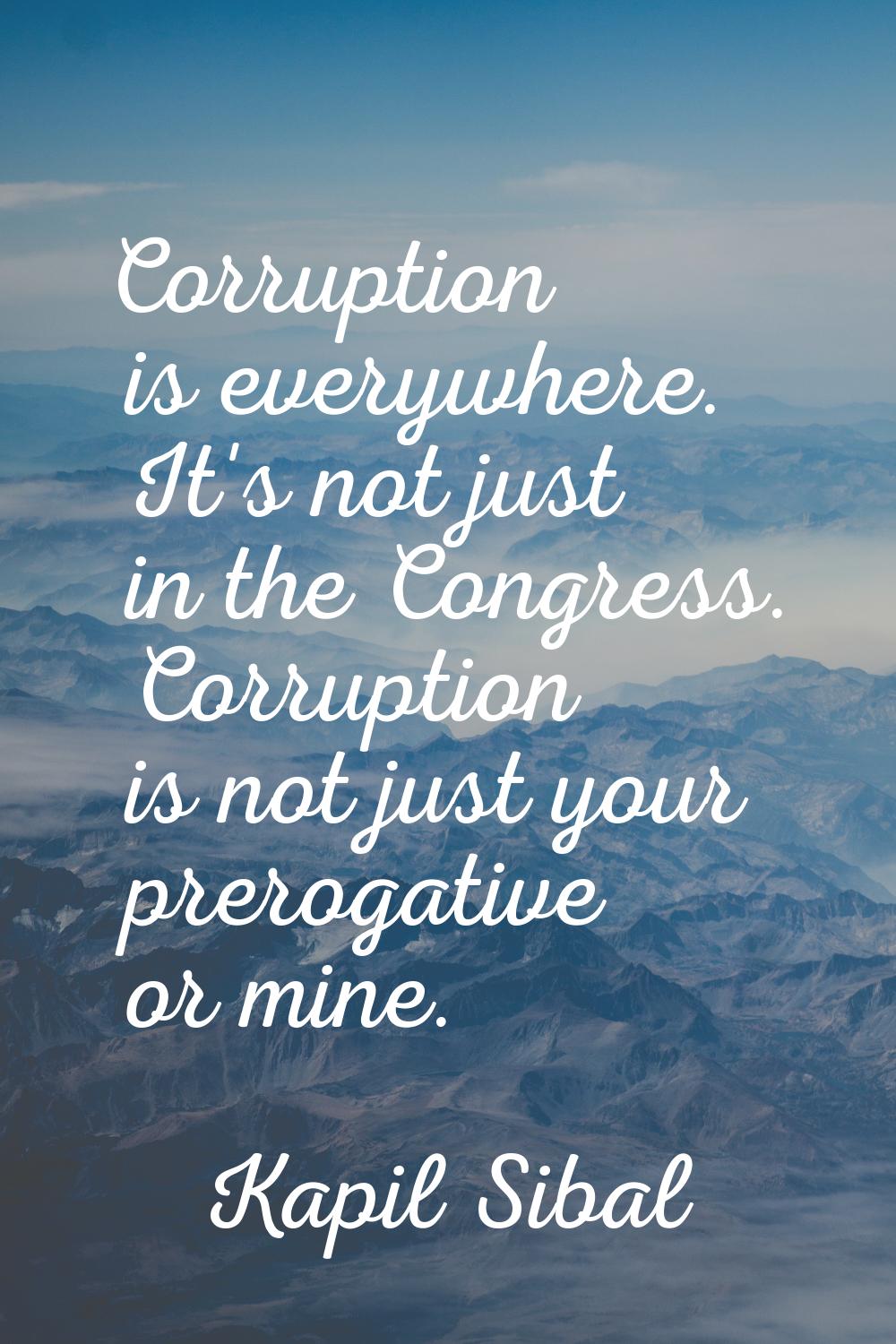 Corruption is everywhere. It's not just in the Congress. Corruption is not just your prerogative or