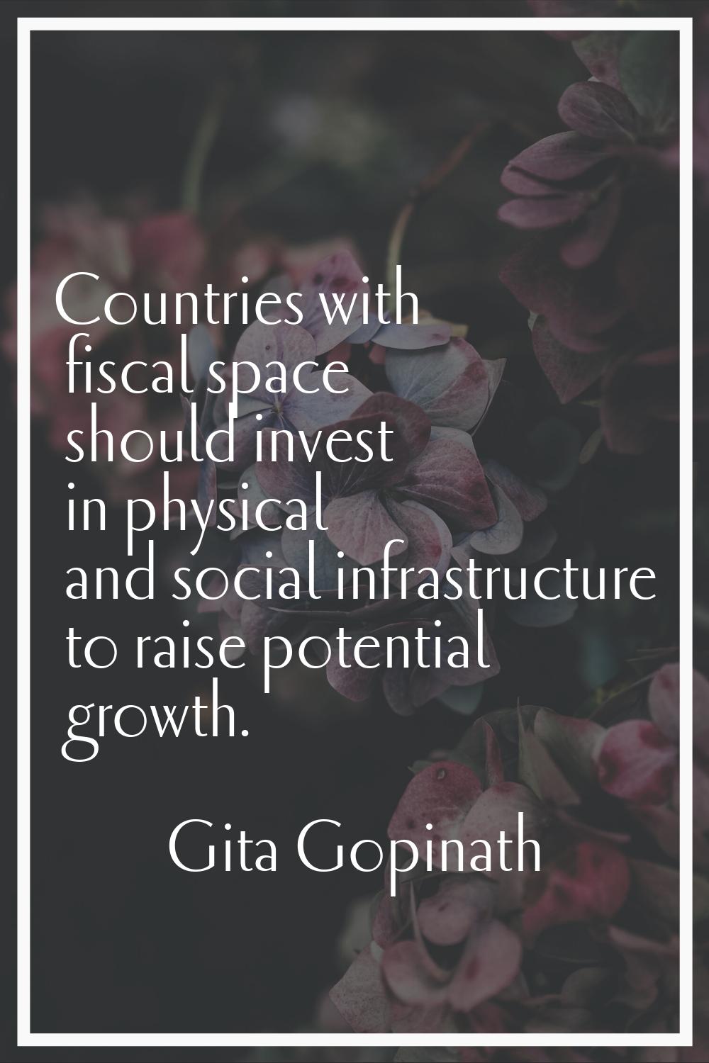 Countries with fiscal space should invest in physical and social infrastructure to raise potential 