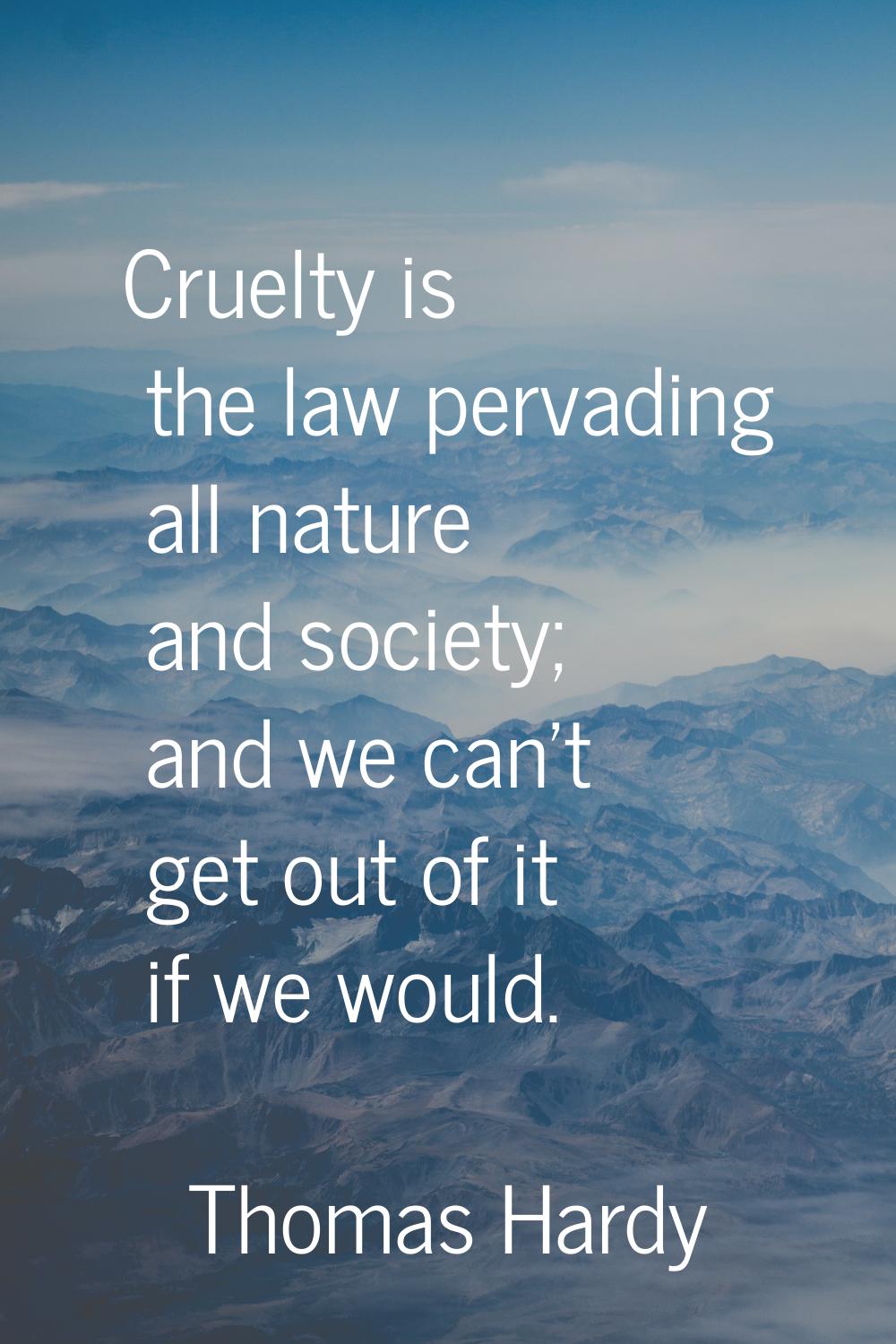 Cruelty is the law pervading all nature and society; and we can't get out of it if we would.
