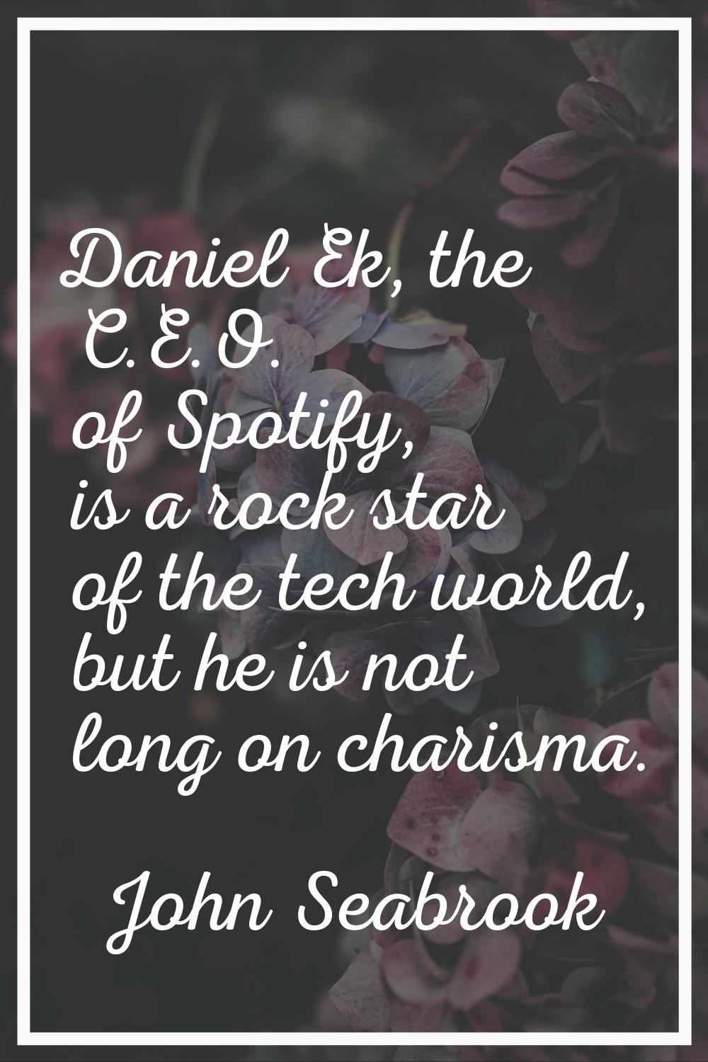 Daniel Ek, the C.E.O. of Spotify, is a rock star of the tech world, but he is not long on charisma.
