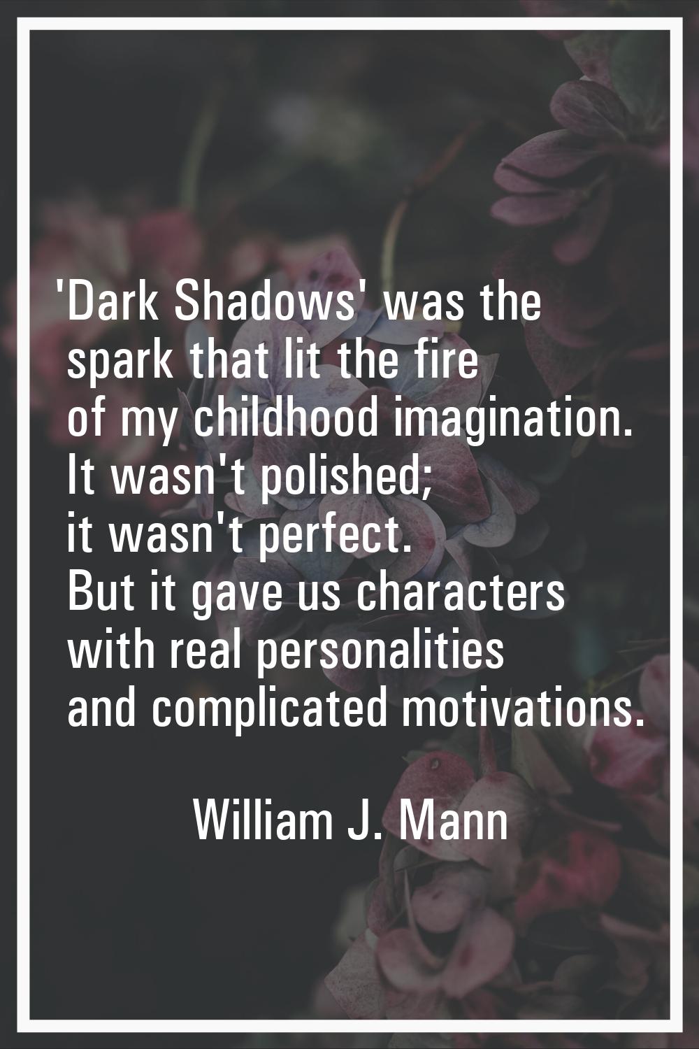 'Dark Shadows' was the spark that lit the fire of my childhood imagination. It wasn't polished; it 