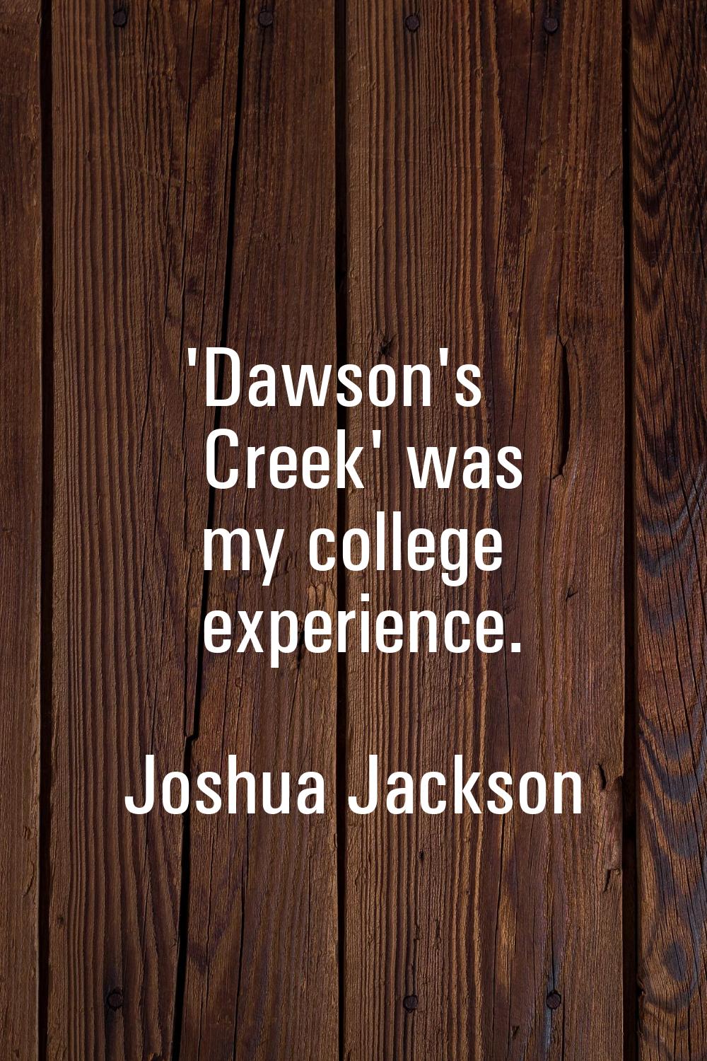 'Dawson's Creek' was my college experience.