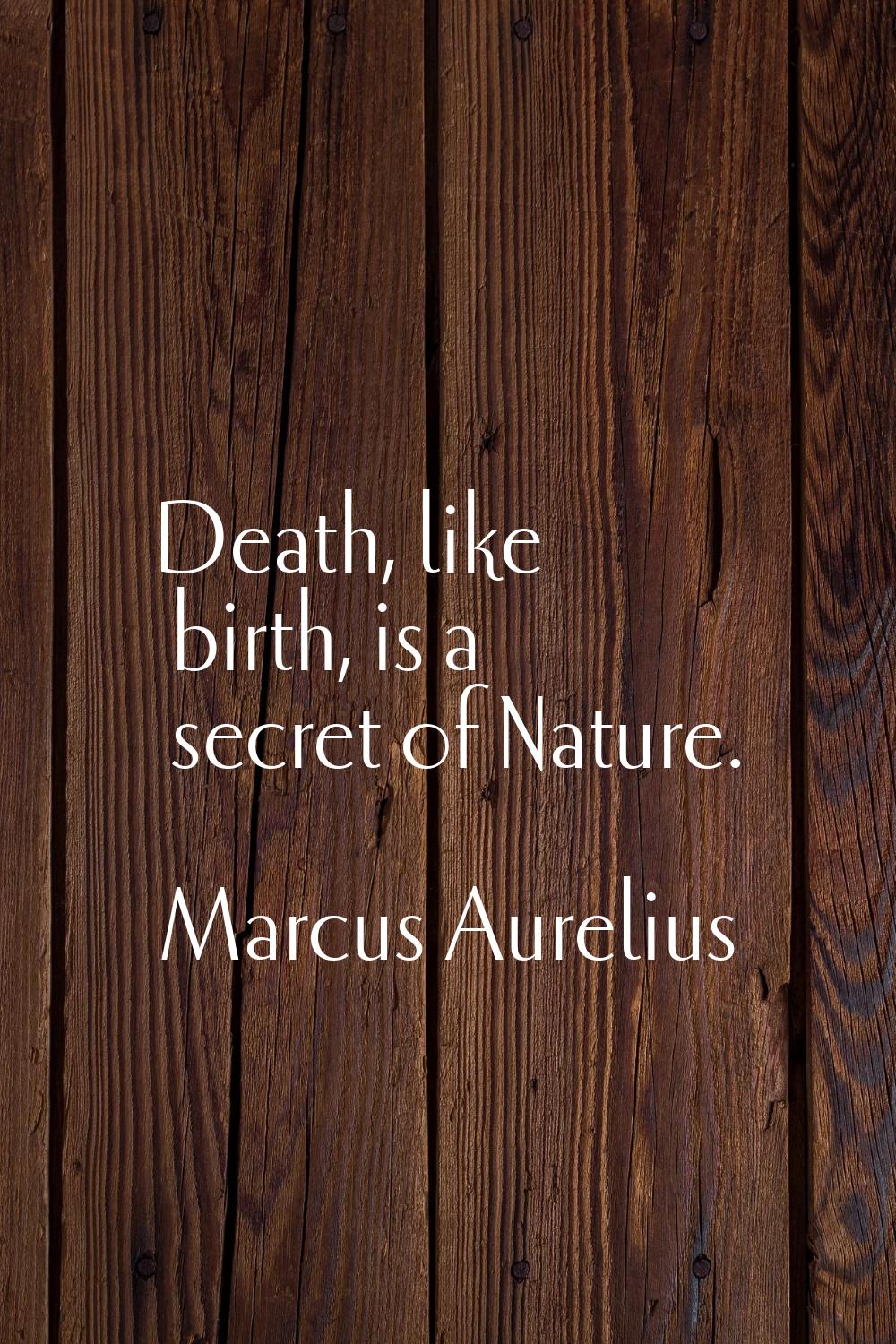 Death, like birth, is a secret of Nature.