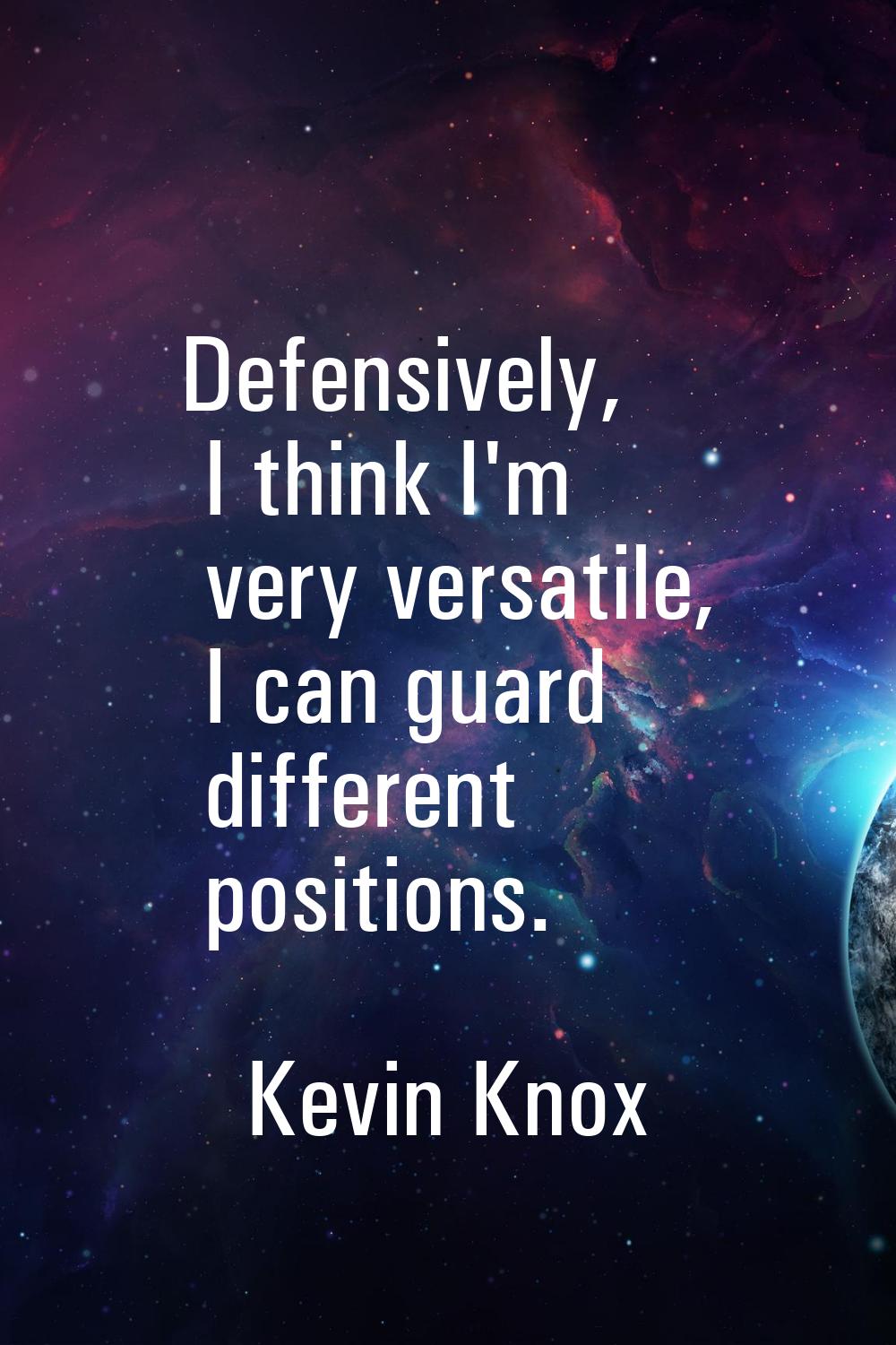 Defensively, I think I'm very versatile, I can guard different positions.