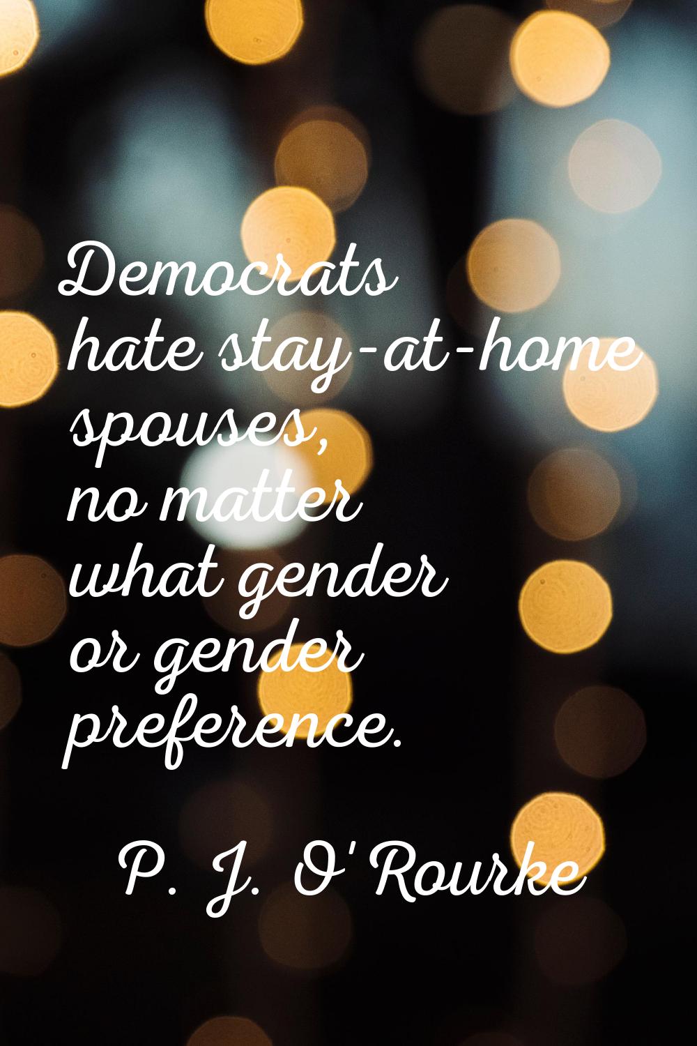 Democrats hate stay-at-home spouses, no matter what gender or gender preference.