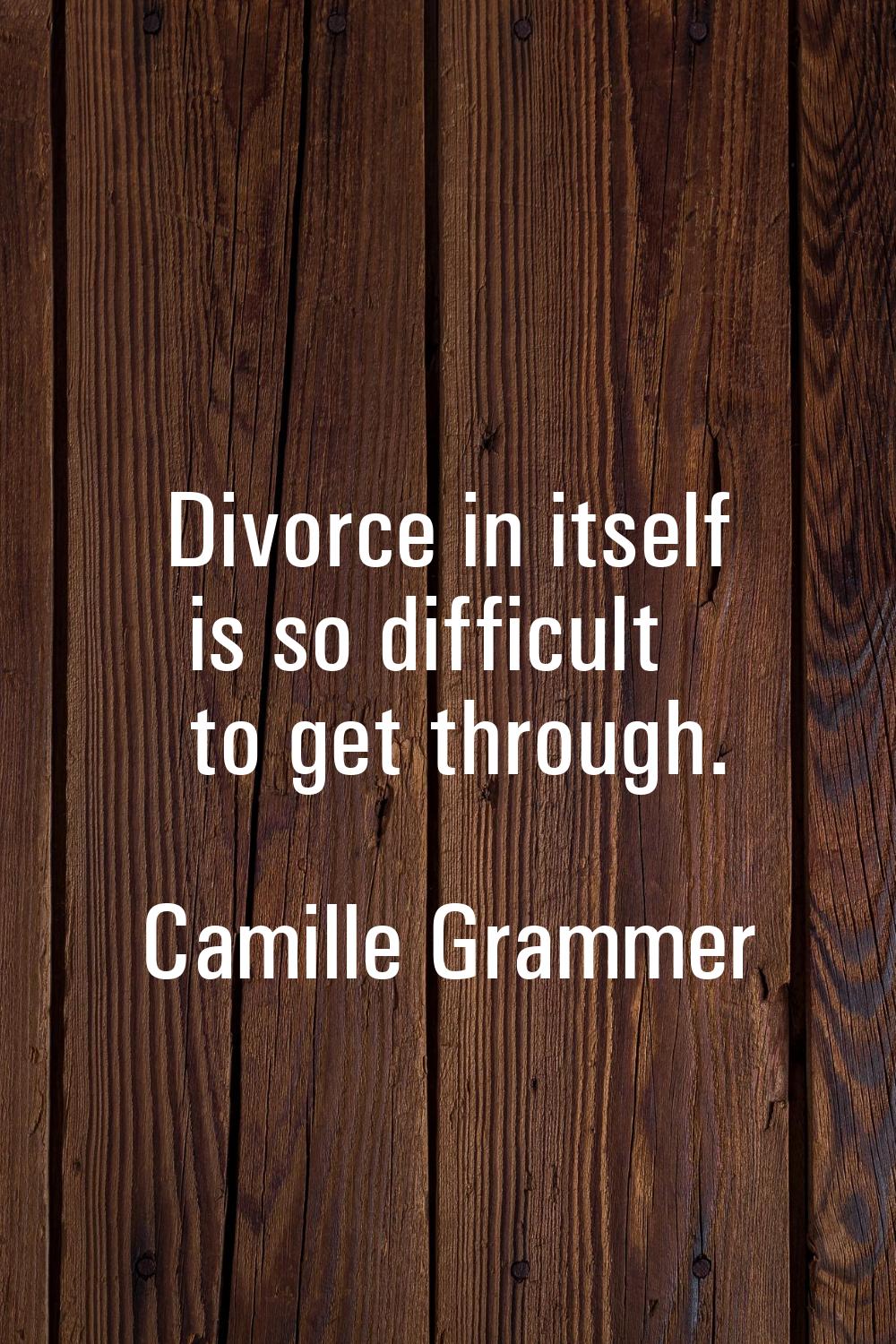Divorce in itself is so difficult to get through.