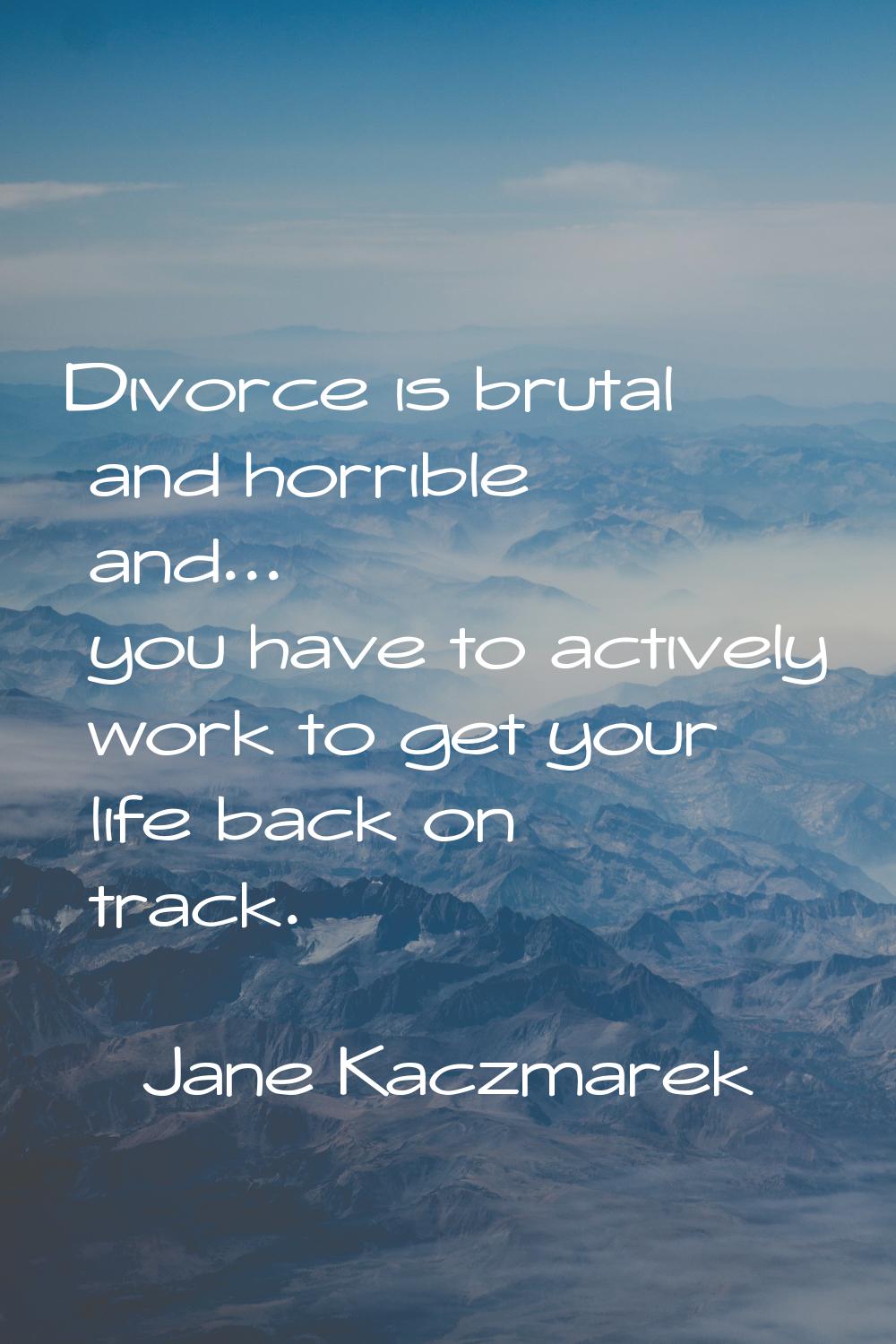 Divorce is brutal and horrible and... you have to actively work to get your life back on track.