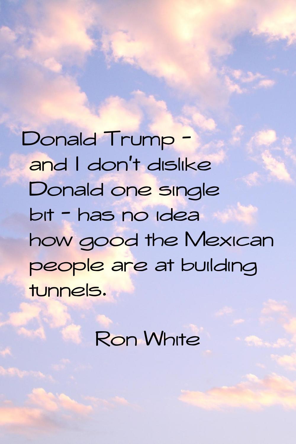 Donald Trump - and I don't dislike Donald one single bit - has no idea how good the Mexican people 