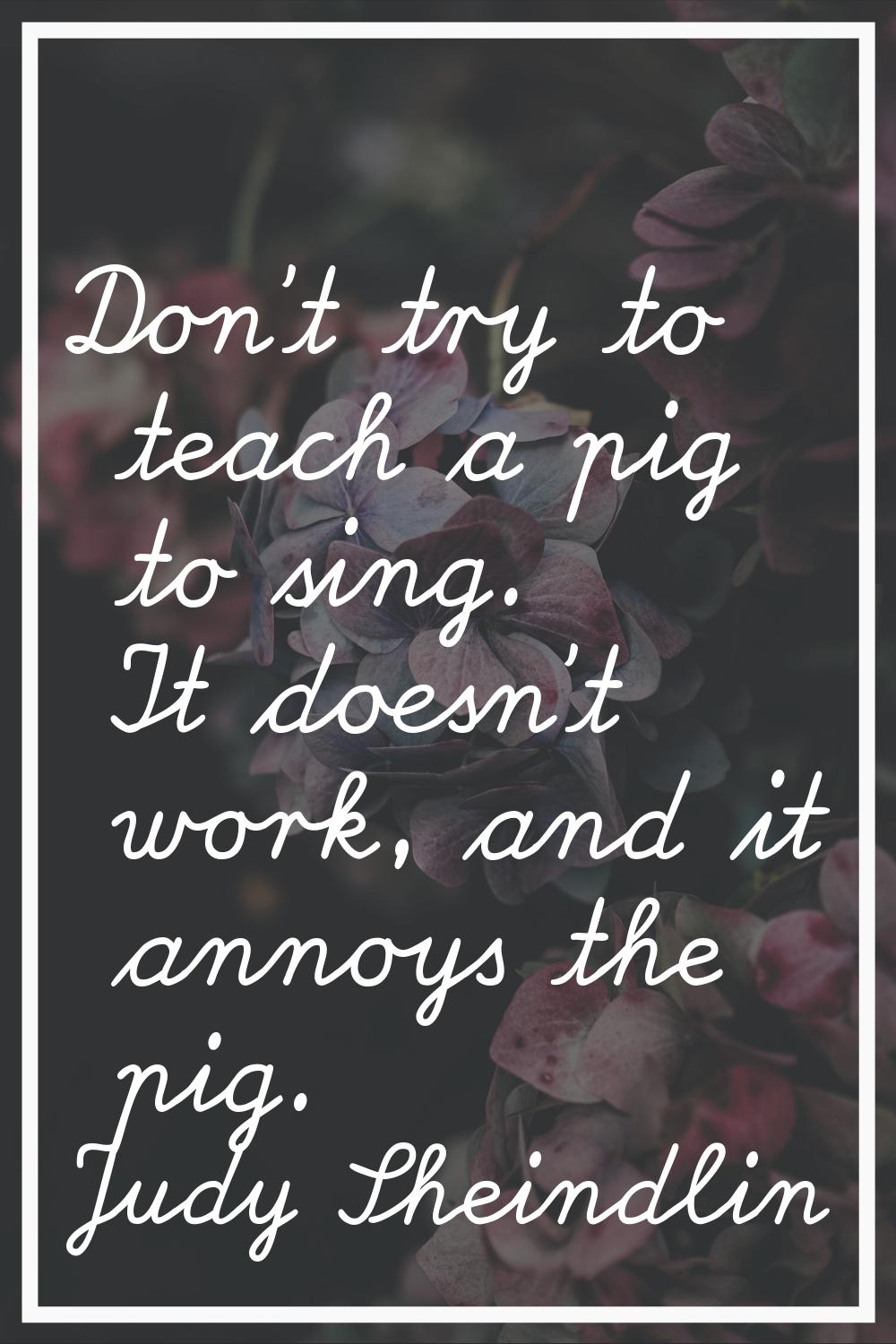 Don't try to teach a pig to sing. It doesn't work, and it annoys the pig.