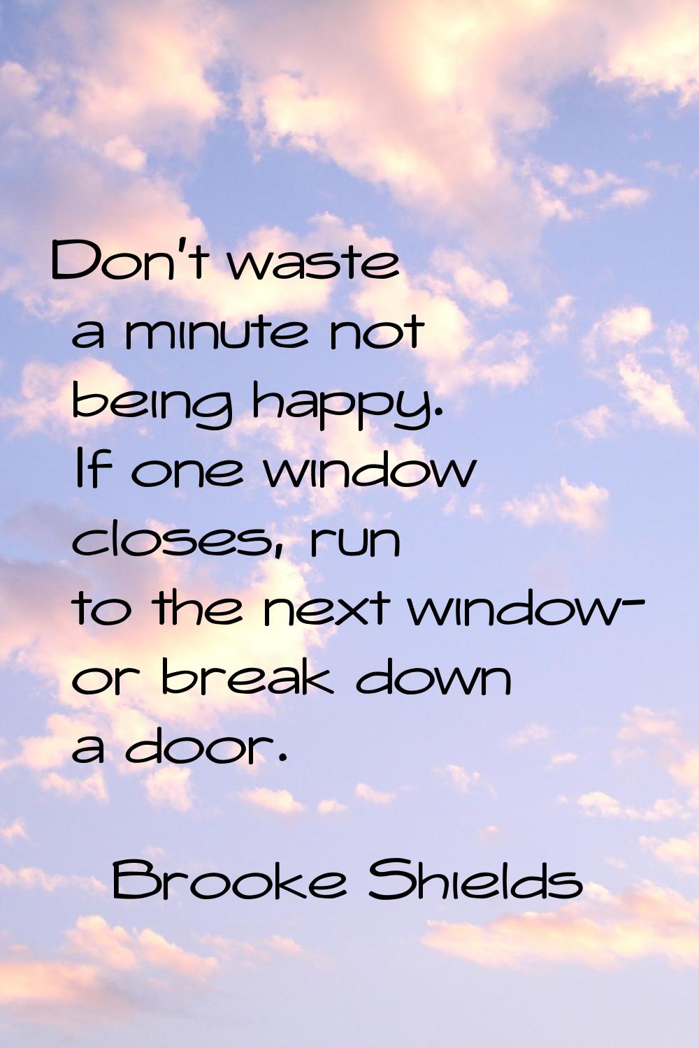 Don't waste a minute not being happy. If one window closes, run to the next window- or break down a