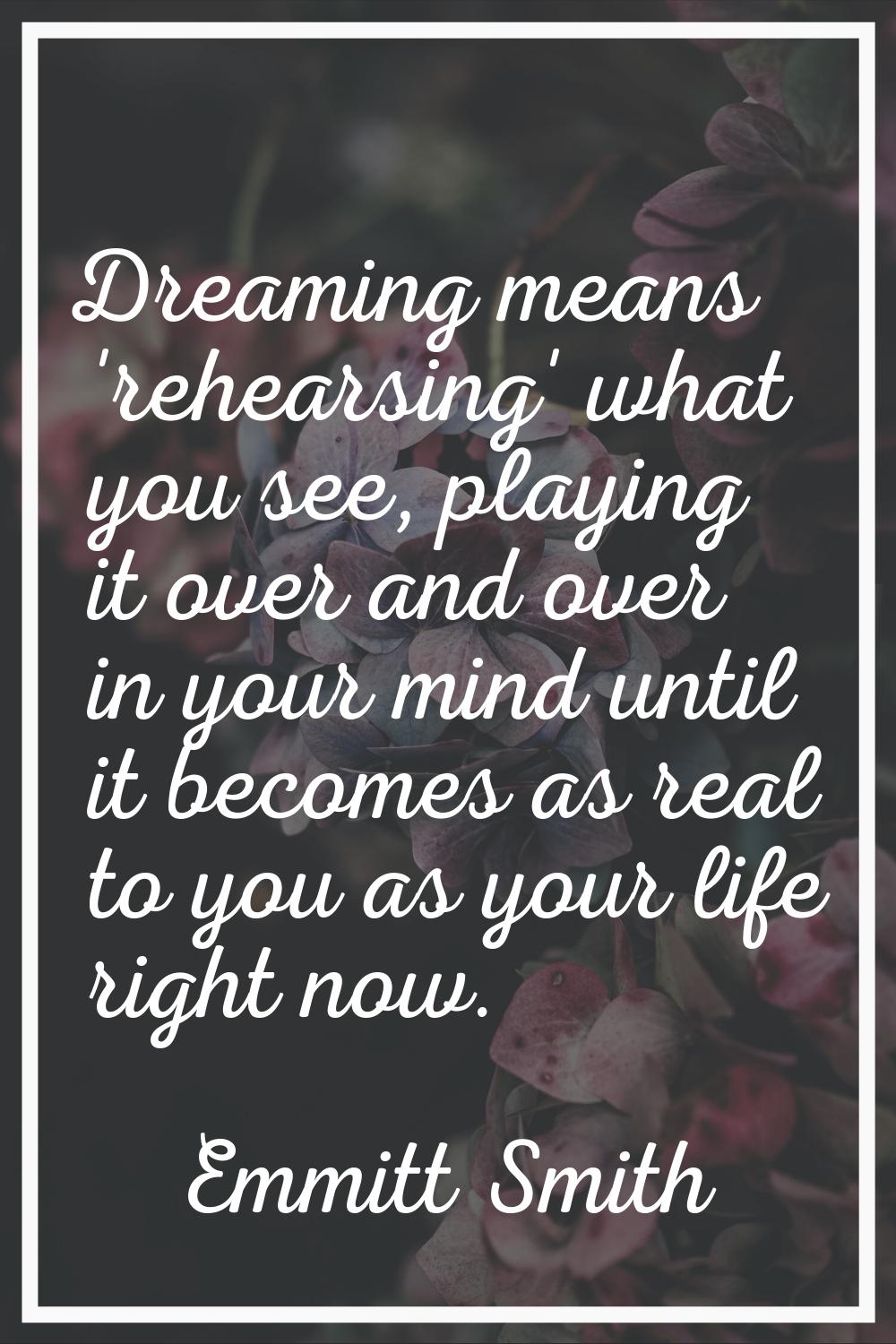 Dreaming means 'rehearsing' what you see, playing it over and over in your mind until it becomes as
