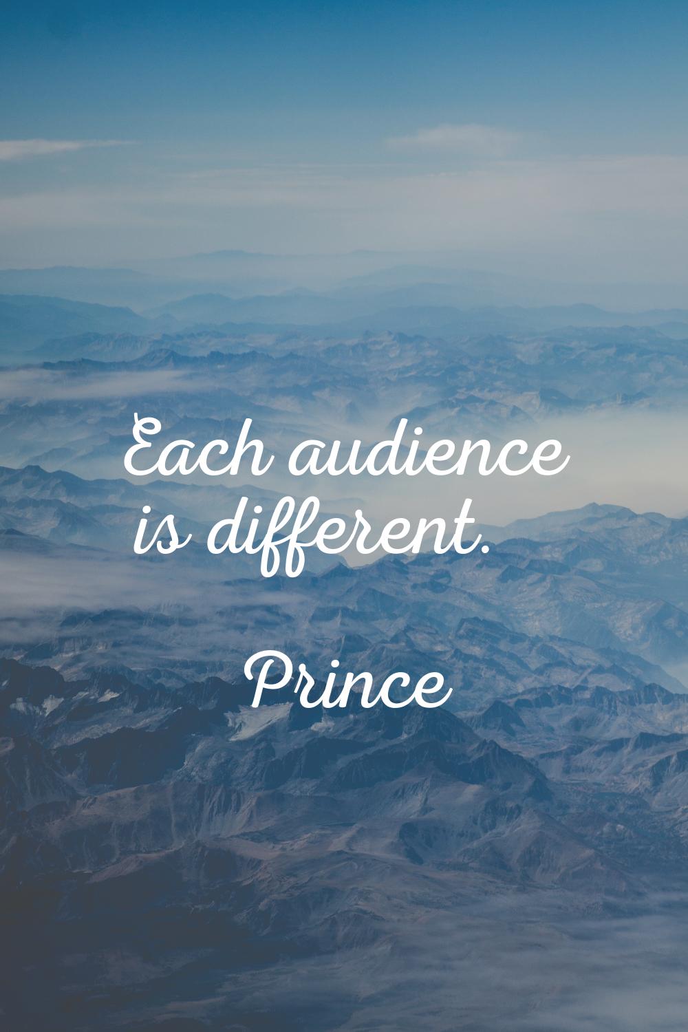 Each audience is different.