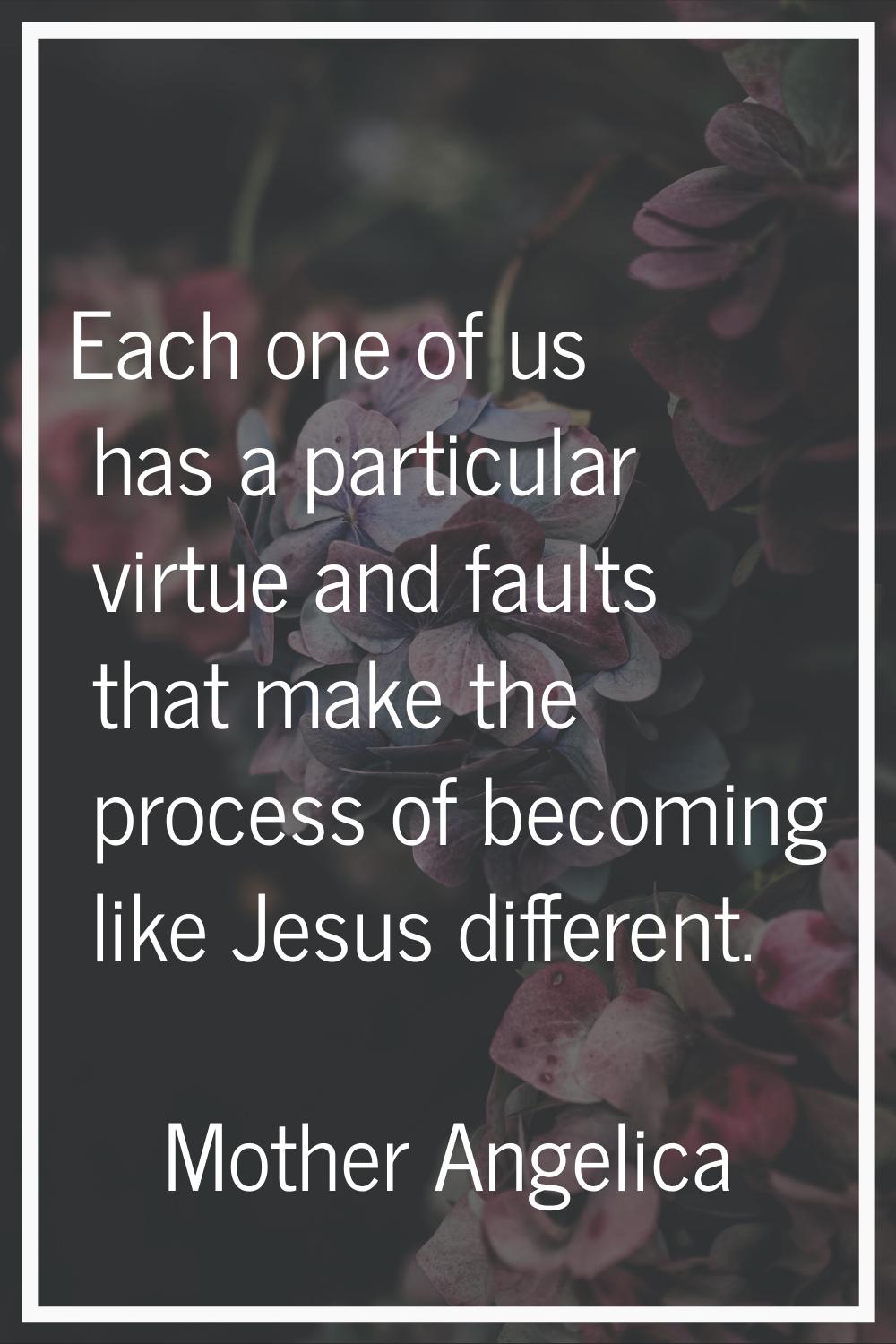 Each one of us has a particular virtue and faults that make the process of becoming like Jesus diff