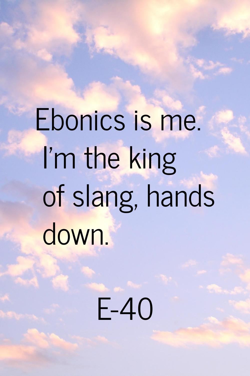 Ebonics is me. I'm the king of slang, hands down.