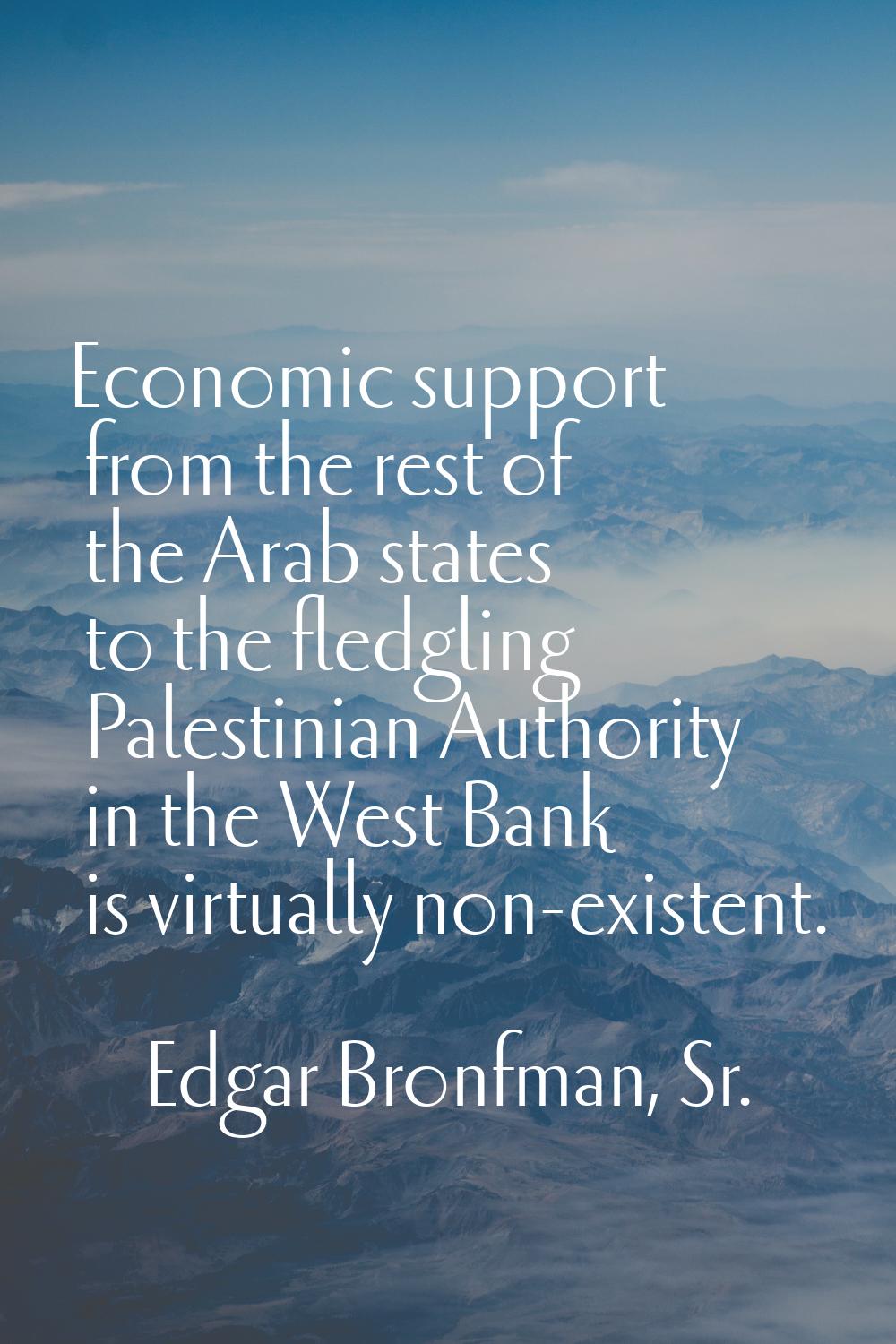 Economic support from the rest of the Arab states to the fledgling Palestinian Authority in the Wes