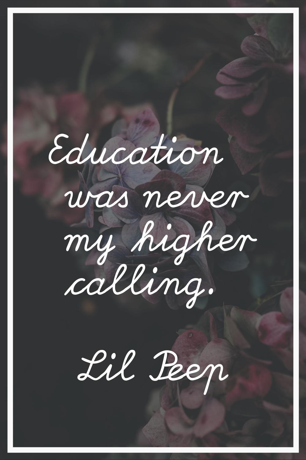 Education was never my higher calling.