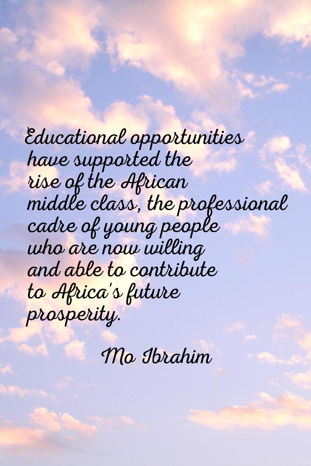 Educational opportunities have supported the rise of the African middle class, the professional cad