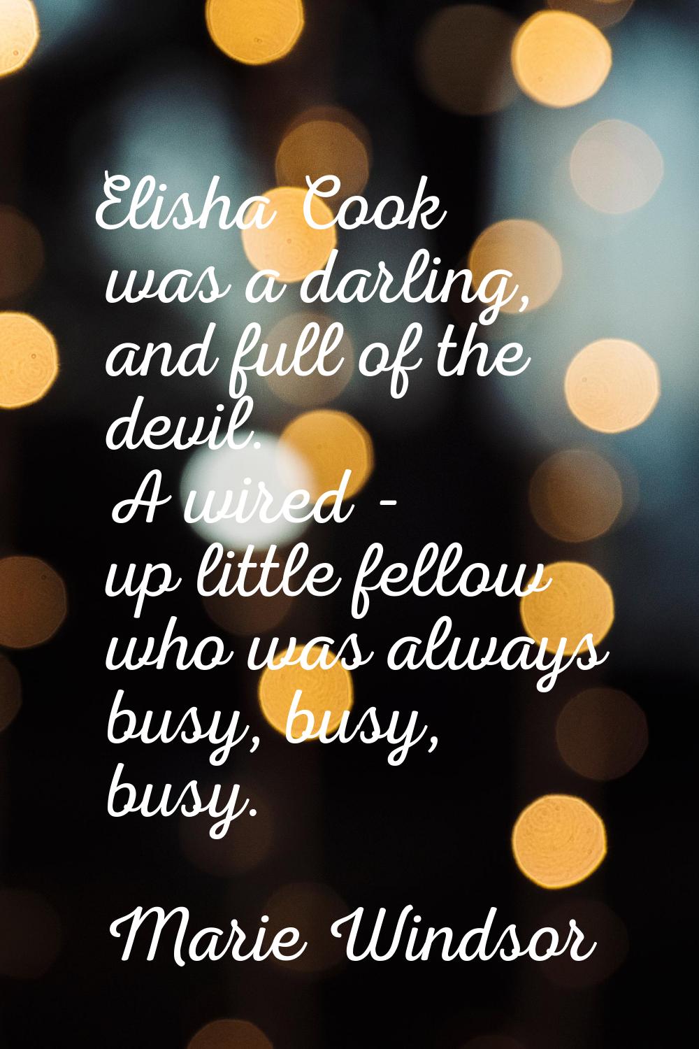 Elisha Cook was a darling, and full of the devil. A wired - up little fellow who was always busy, b