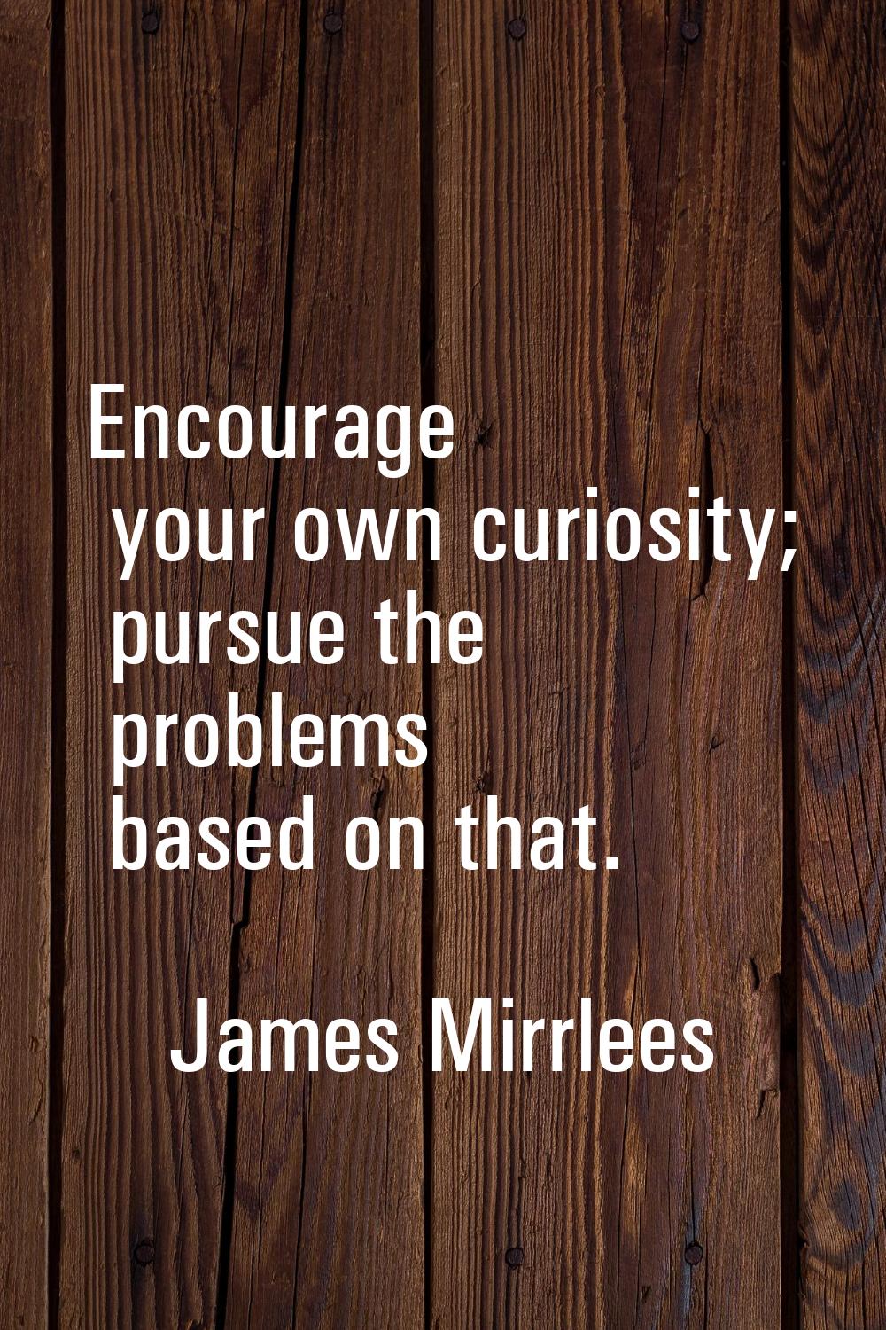 Encourage your own curiosity; pursue the problems based on that.