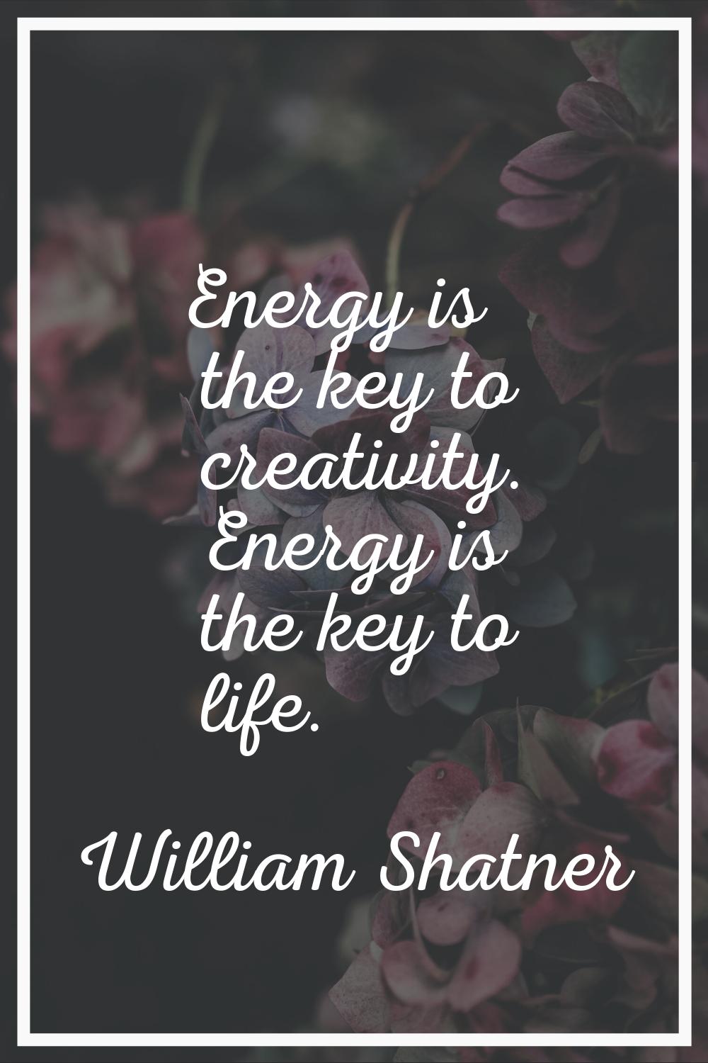 Energy is the key to creativity. Energy is the key to life.