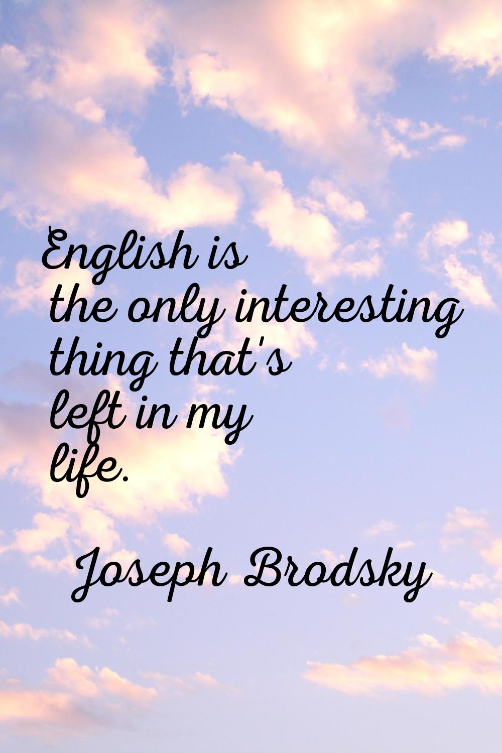English is the only interesting thing that's left in my life.