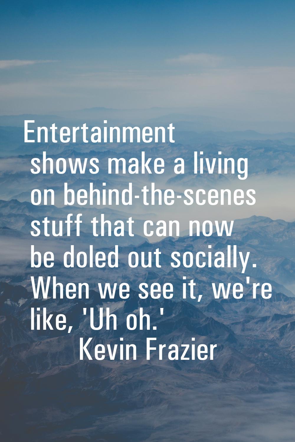 Entertainment shows make a living on behind-the-scenes stuff that can now be doled out socially. Wh
