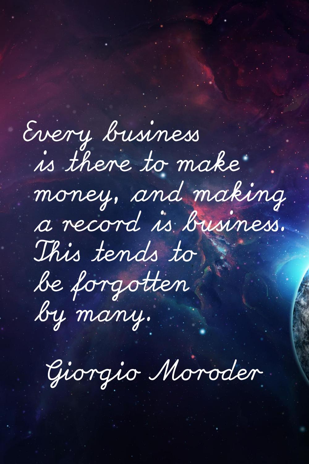 Every business is there to make money, and making a record is business. This tends to be forgotten 