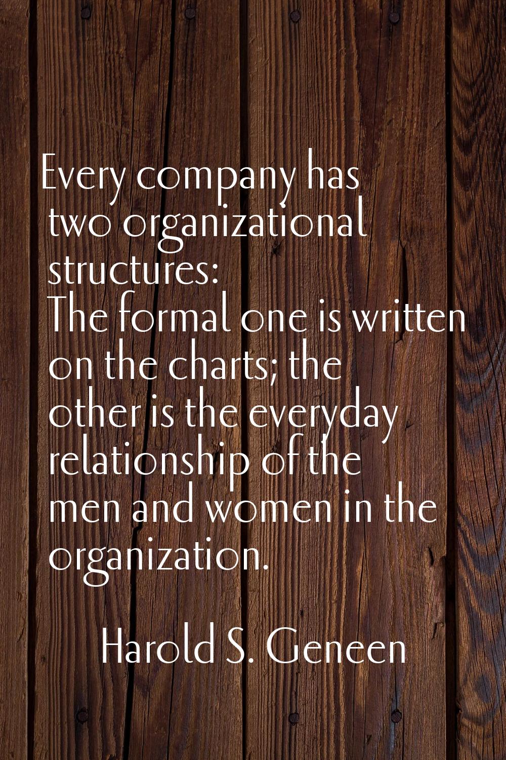 Every company has two organizational structures: The formal one is written on the charts; the other