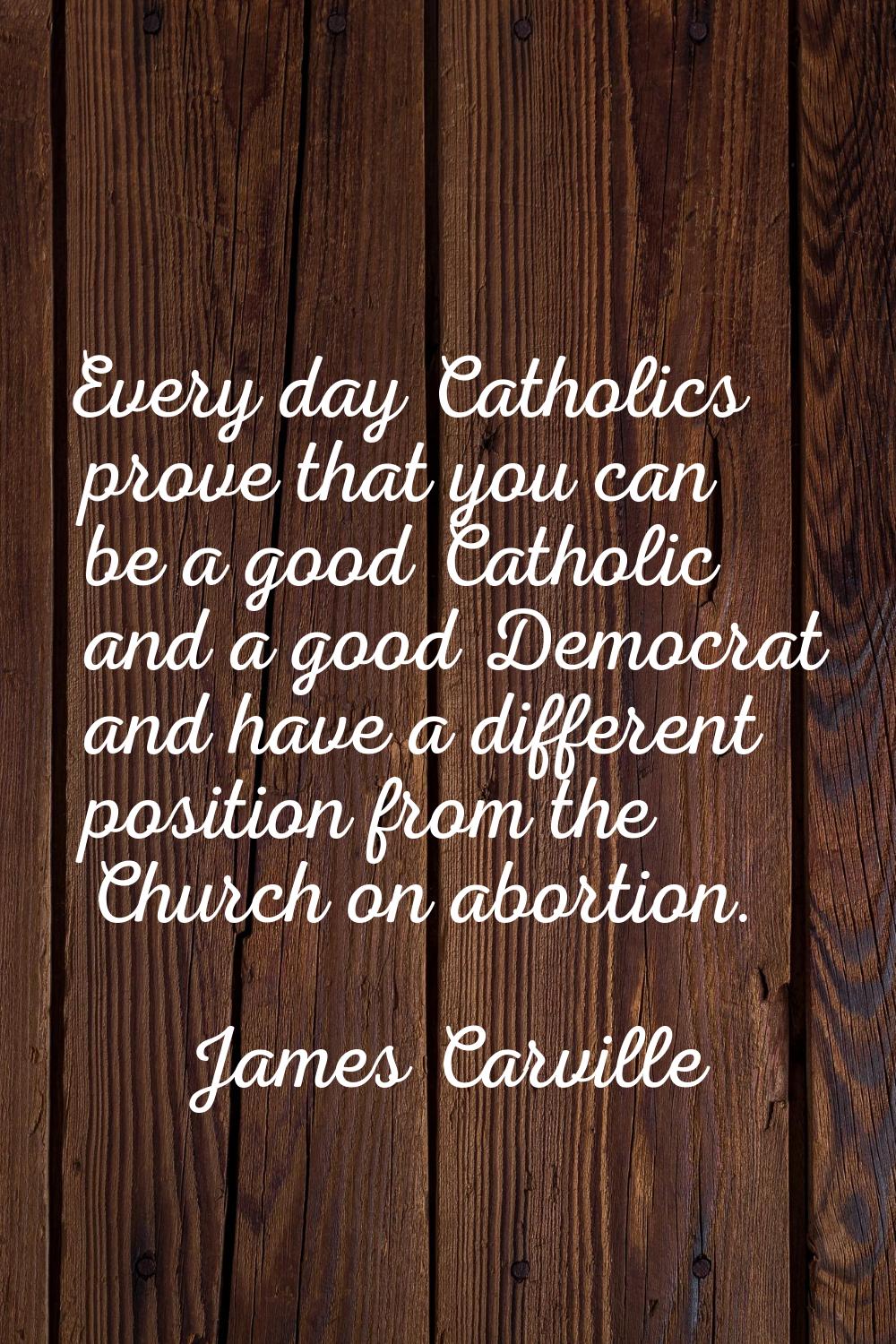 Every day Catholics prove that you can be a good Catholic and a good Democrat and have a different 