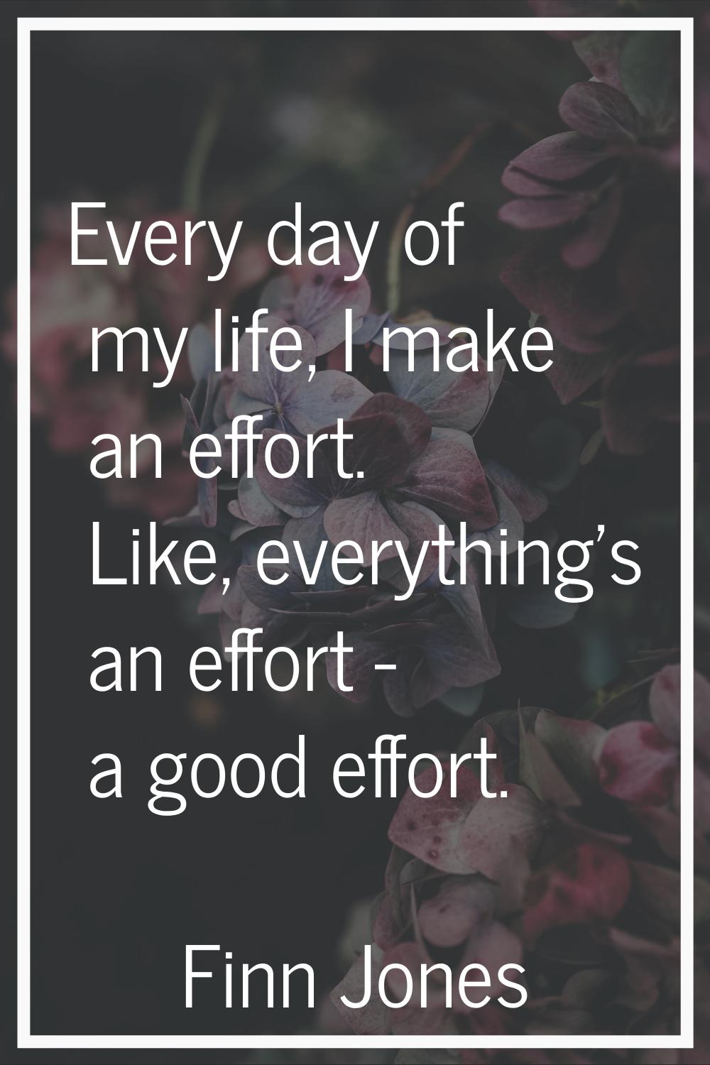 Every day of my life, I make an effort. Like, everything's an effort - a good effort.