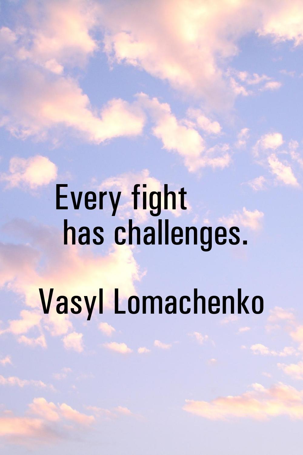 Every fight has challenges.