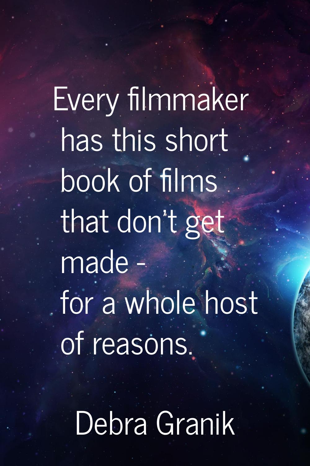 Every filmmaker has this short book of films that don't get made - for a whole host of reasons.