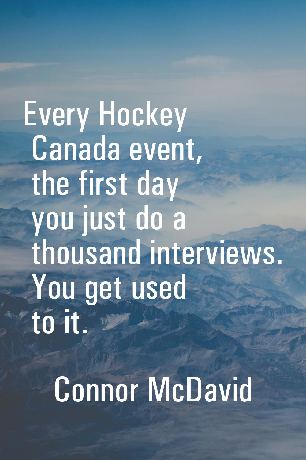 Every Hockey Canada event, the first day you just do a thousand interviews. You get used to it.