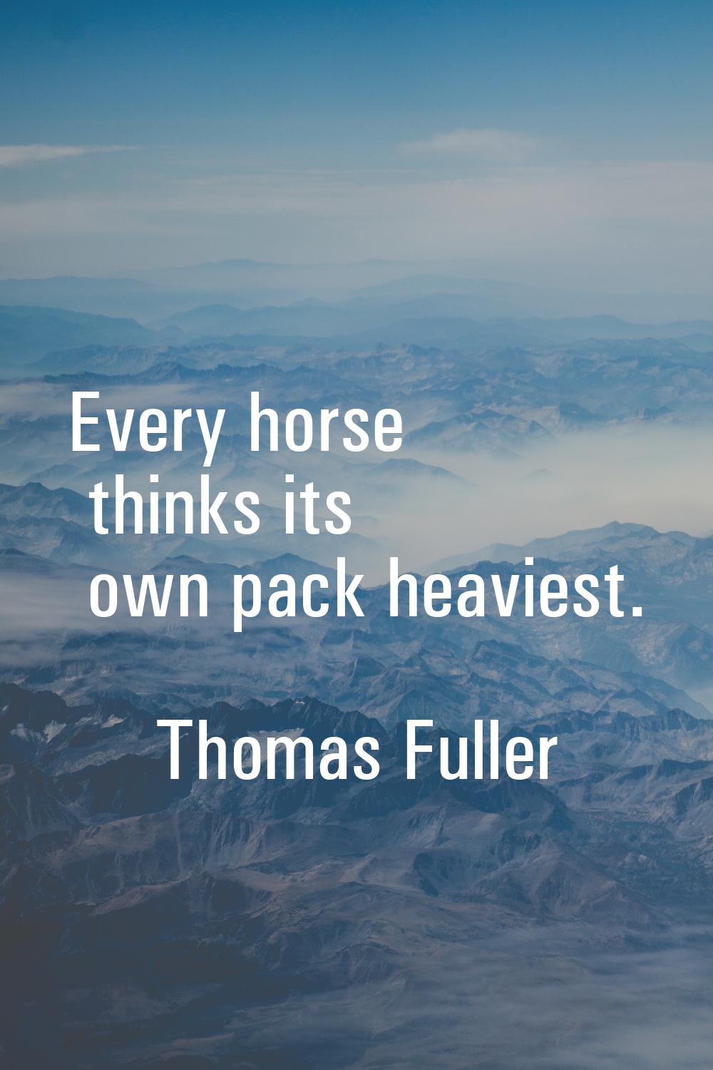 Every horse thinks its own pack heaviest.