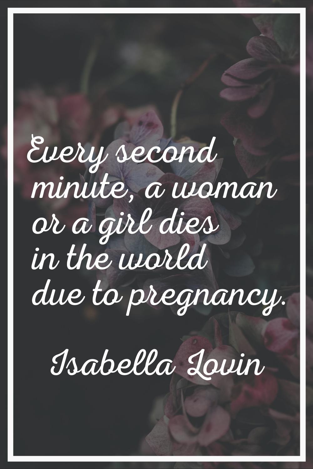 Every second minute, a woman or a girl dies in the world due to pregnancy.