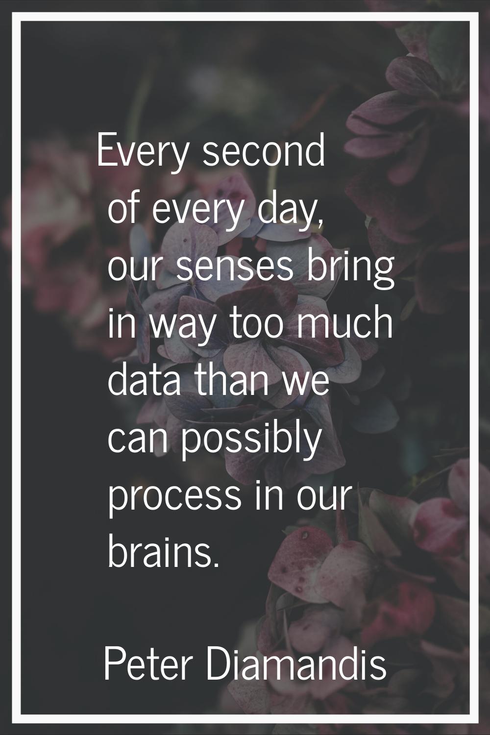 Every second of every day, our senses bring in way too much data than we can possibly process in ou