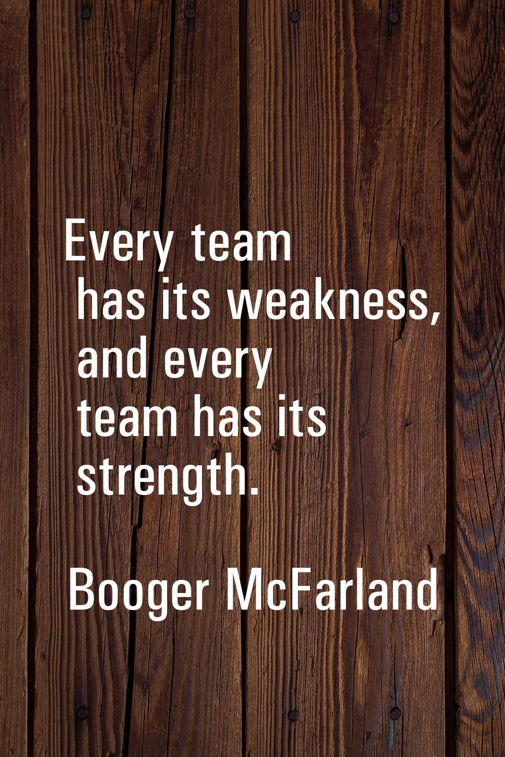 Every team has its weakness, and every team has its strength.