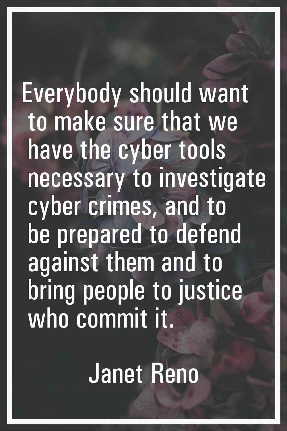 Everybody should want to make sure that we have the cyber tools necessary to investigate cyber crim