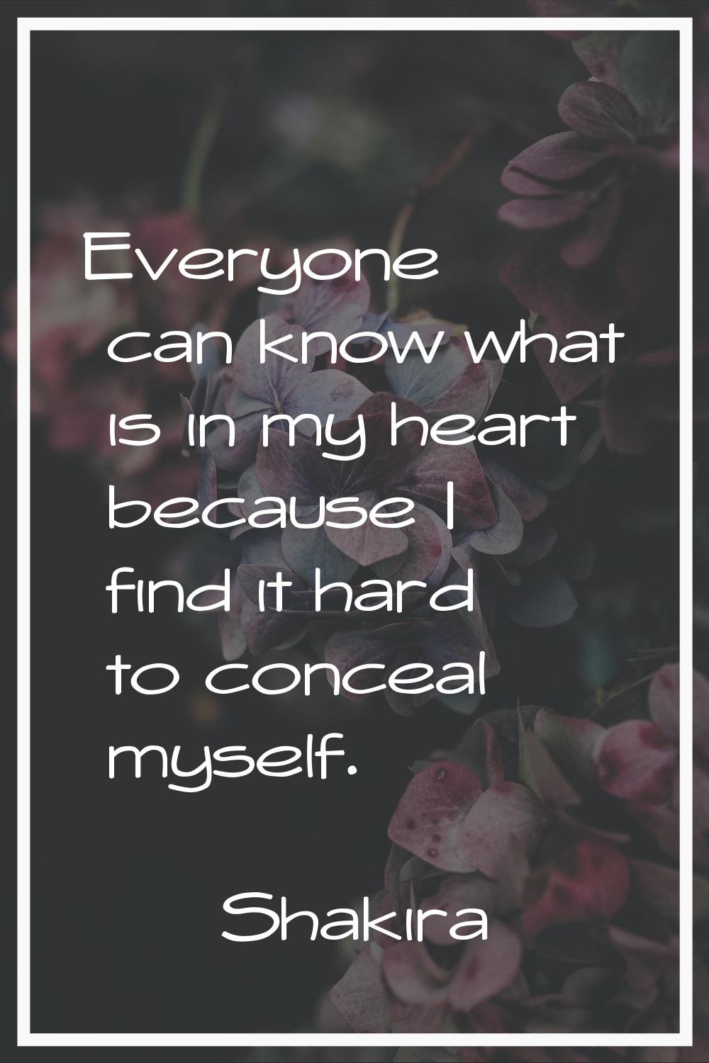 Everyone can know what is in my heart because I find it hard to conceal myself.