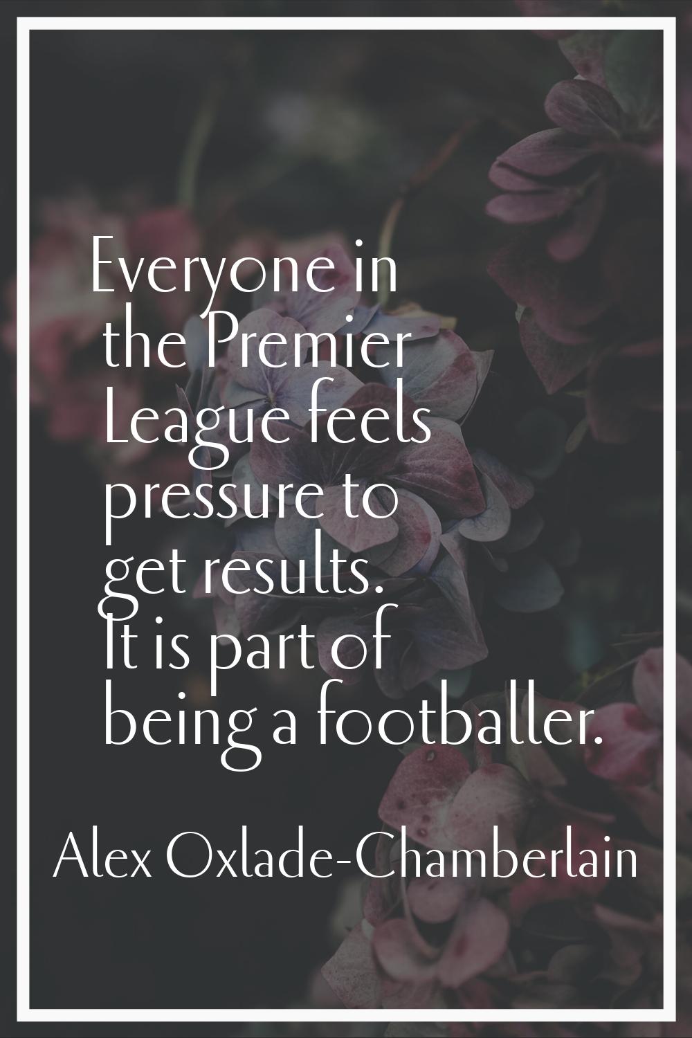 Everyone in the Premier League feels pressure to get results. It is part of being a footballer.