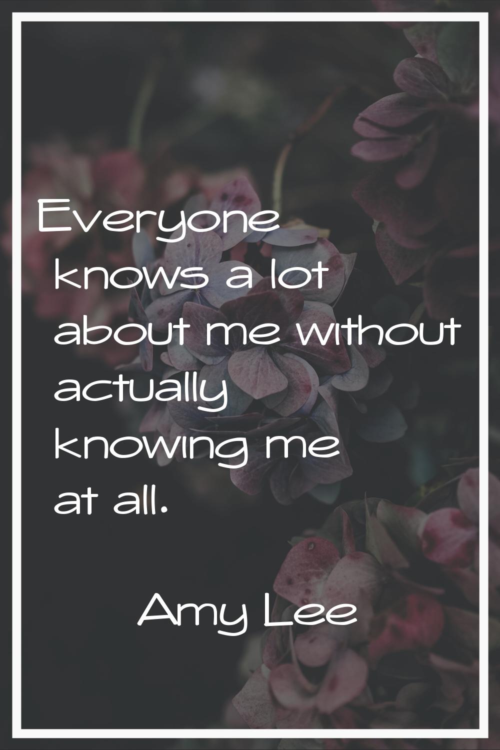 Everyone knows a lot about me without actually knowing me at all.