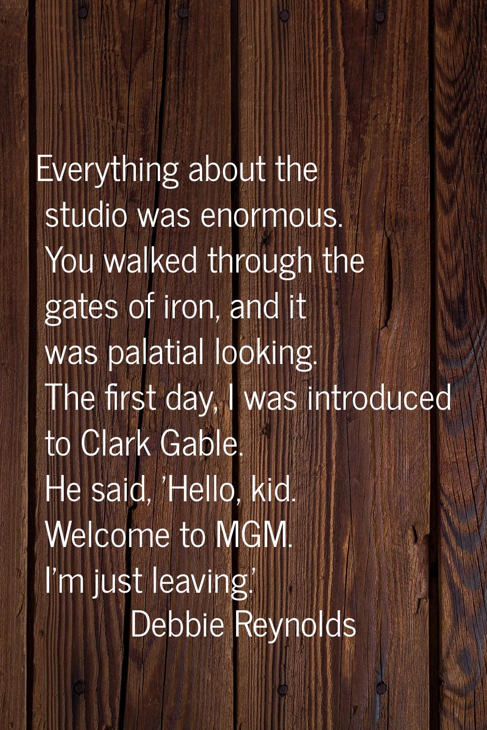 Everything about the studio was enormous. You walked through the gates of iron, and it was palatial