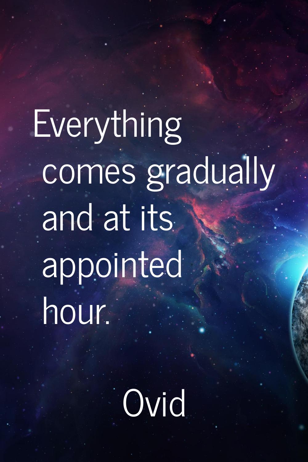 Everything comes gradually and at its appointed hour.