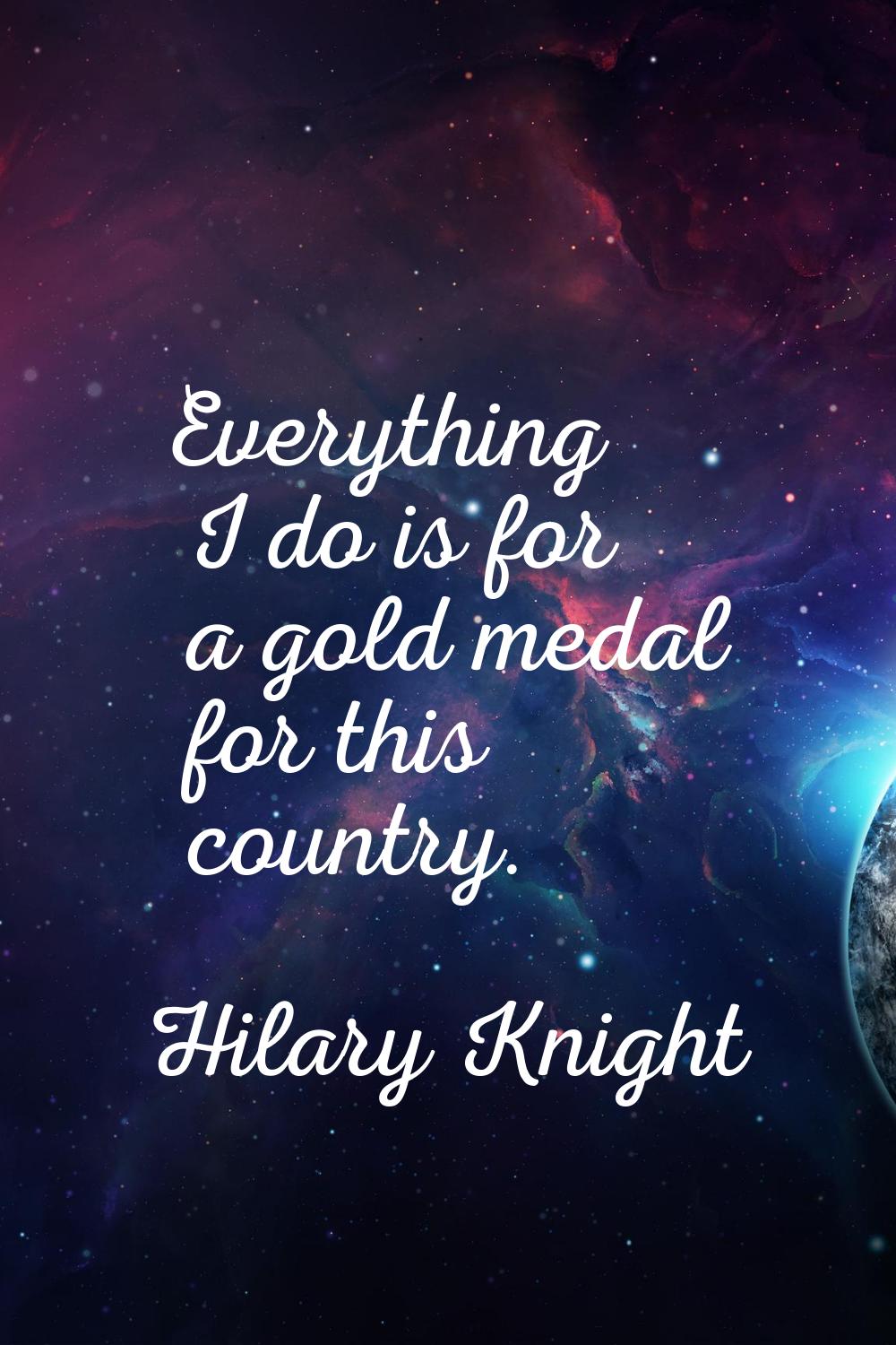 Everything I do is for a gold medal for this country.