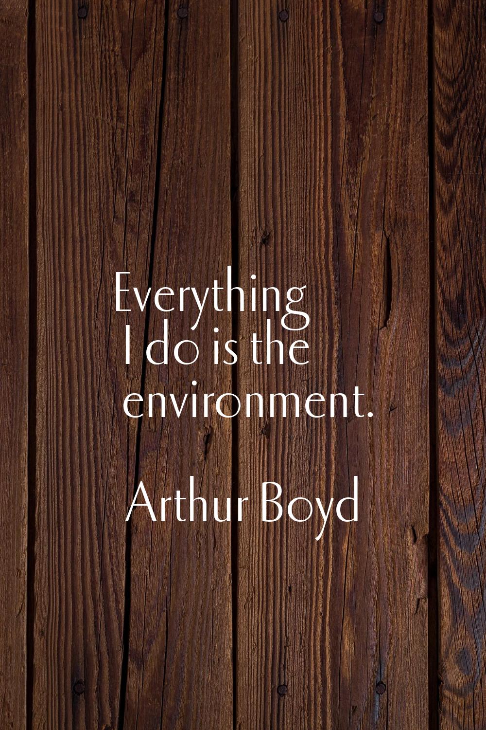 Everything I do is the environment.